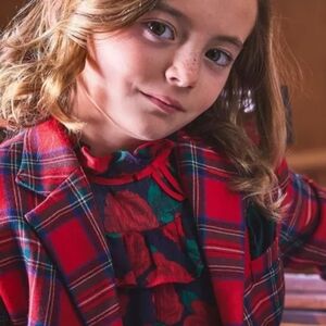 NWT {Janie and Jack} Dark Marine Rose Ruffle Chiffon Holiday Top